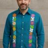 1 Guayabera Caballero Manta con Bordado a mano de la región Jalapa de Díaz Oaxaca