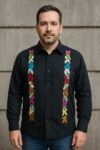 Guayabera Caballero Manta con Bordado a mano de la región Jalapa de Díaz Oaxaca