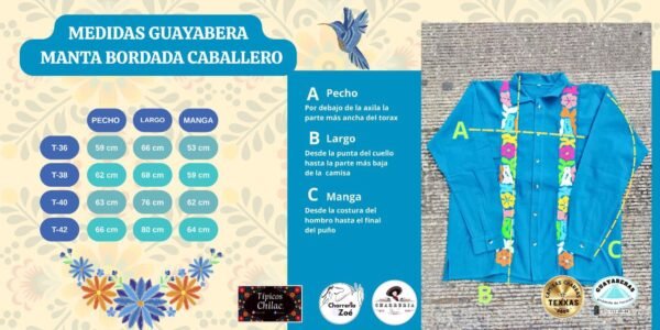 4 Guayabera Caballero Manta con Bordado a mano de la región Jalapa de Díaz Oaxaca