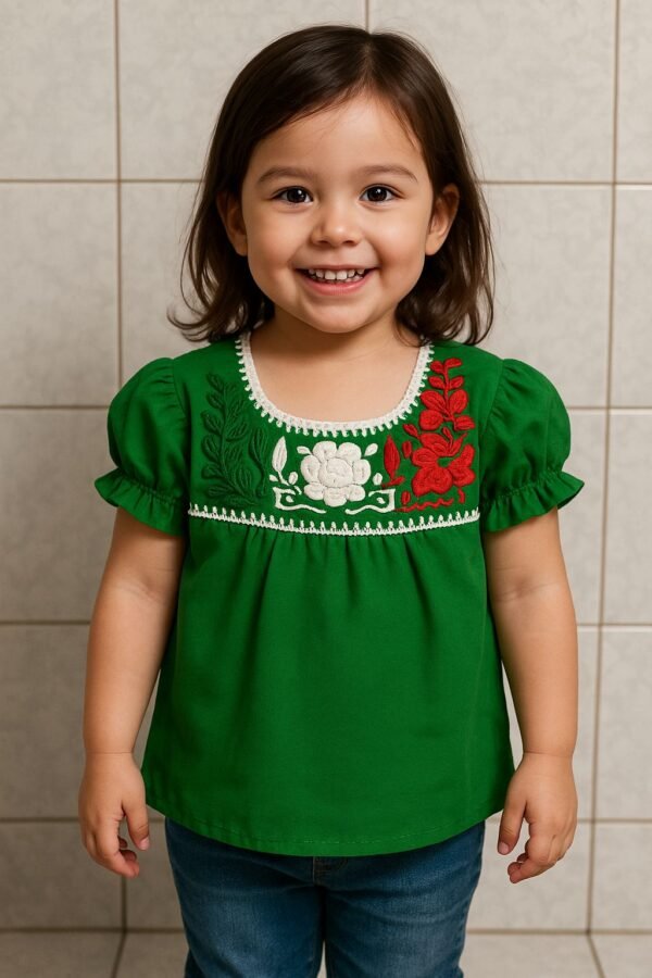 Blusa Bordada Tricolor de Niña