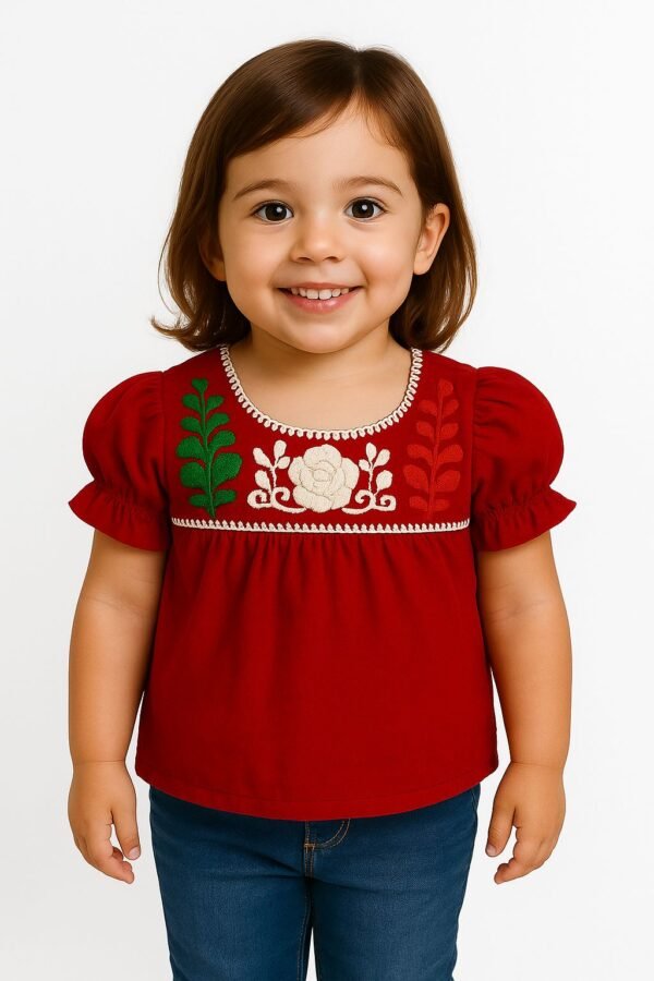 Blusa Bordada Tricolor de Niña