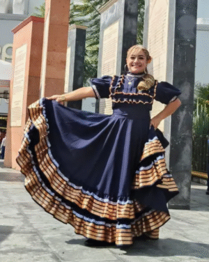 Escaramuza de gala, azul marino con dorado