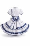 Escaramuza Gala Bordado Para Niña Blanco con Azul