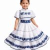 Escaramuza Gala Bordado Para Niña Blanco con Azul