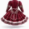 Traje de Escaramuza bordado, en color vino, para niña
