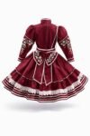 Traje de Escaramuza bordado, en color vino, para niña
