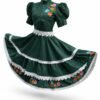 Traje de gala bordado para Escaramuza, verde