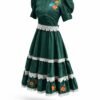 Traje de gala bordado para Escaramuza, verde