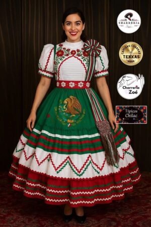 Traje De Escaramuza De Gala Bordado Con Estampado